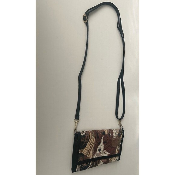 VTG Danny K Beverly Hills Dog Tapestry wallet crossbody Bag Purse Corgi - Picture 1 of 10